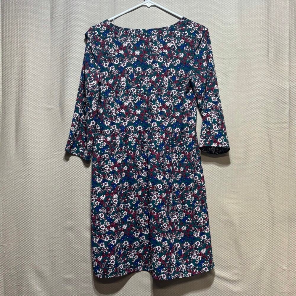 Promod Floral Mini Dress | Size 4 (US) | 3/4 Sleeve Teal Blue Multi Print - Picture 10 of 10